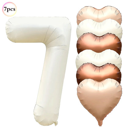 40in Cream Big Number Balloon 18in Three Color Love Foil Helium Balloons Aldult Birthday Set Boys Girls 1st Birthday Decorations