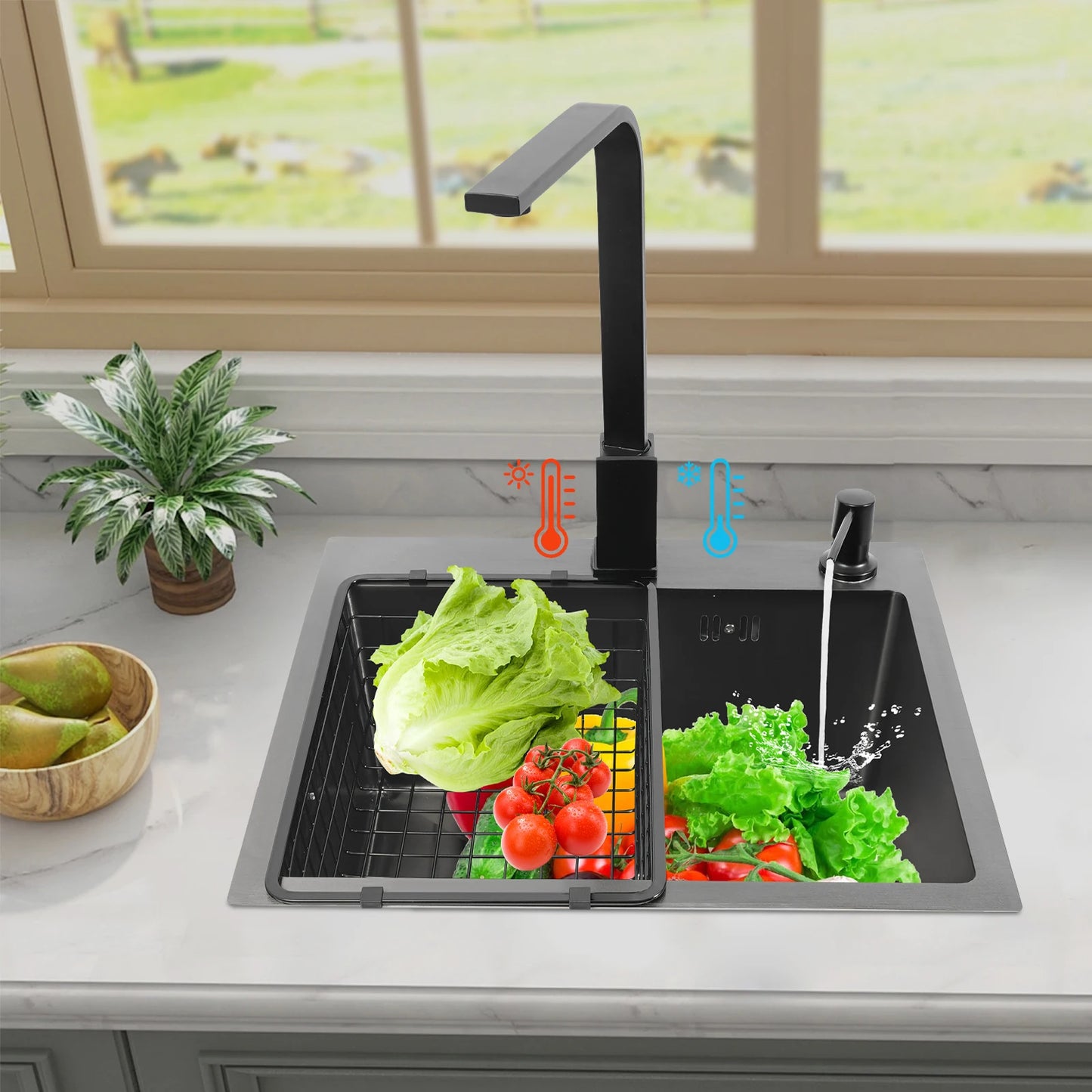 [Edelstahlspüle] Moderne Küchenspüle aus Edelstahl – Edelstahl – für die Küche – langlebig, elegant