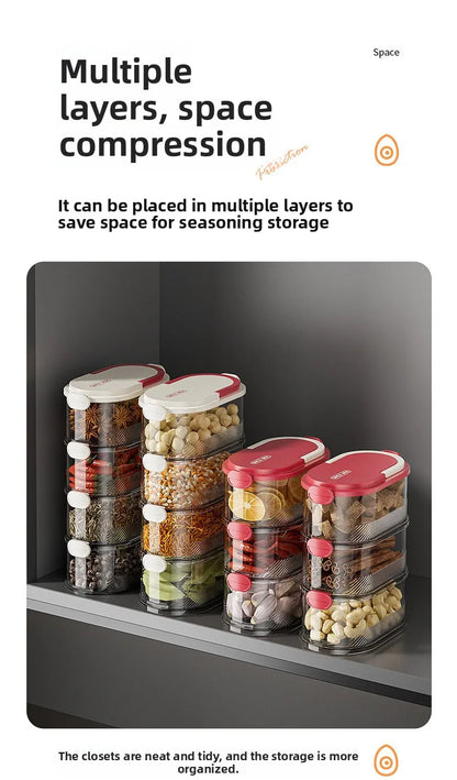 Portable Storage Box Onion Ginger and Garlic Seasoning Jar Can Be Stacked Sealed Storage Jar Packaging Fresh-keeping Box.