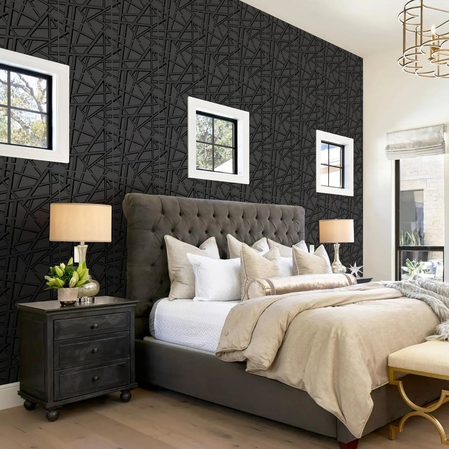 KUUJOJO 12pcs 3D textured wall panel for indoor wall decoration, suitable for living room, hall, bedroom, hotel, office