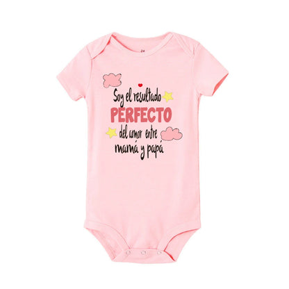 Lustiger spanischer bedruckter Baby-Body für Neugeborene, kurzärmeliger Strampler, niedliche Jungen- und Mädchen-Outfits, Kleinkind-Sommerkleidung, Säuglingsoverall.