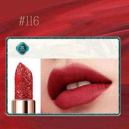 Chinoiserie Carving Lipstick Waterproof Long Lasting Women Velvet Lip Glaze Sexy Women Lip Tint Mud Cosmetics For Gifts