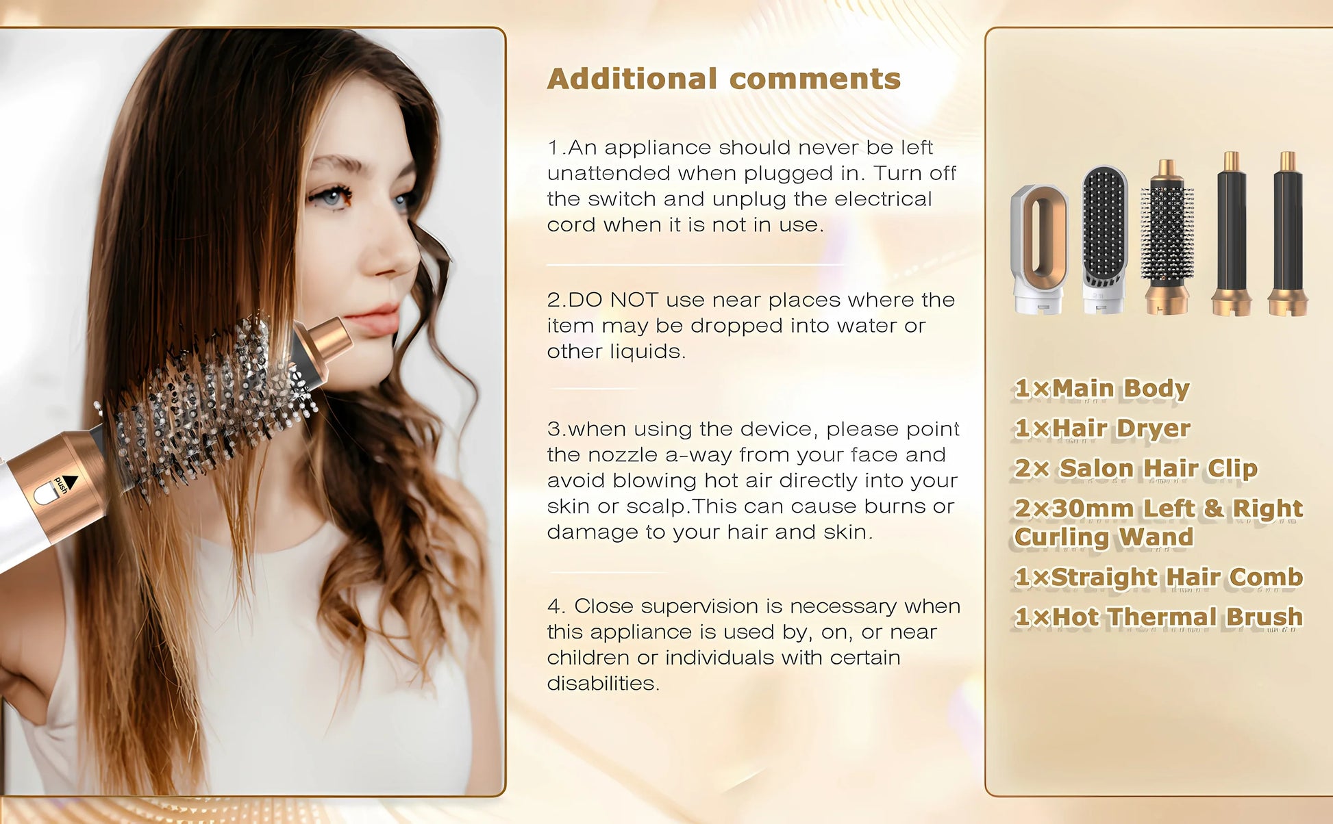 5 In 1 Electric Hair Brush Hair Dryer For Dyson Airwrap Automatic Curler Hair Straightener Hot Air Comb Hairdressing Appliance.