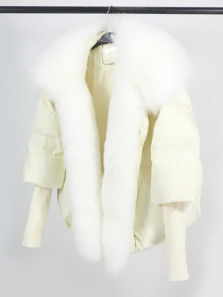 Lose Natürliche Echt Fox Pelz Kragen Mantel Dicke Neue Europäische Mode Weiße Ente Unten Jacke Winter Frauen Warme Luxus Oberbekleidung
