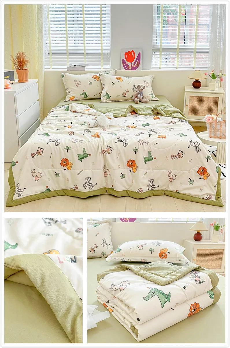 Printed Thin Duvet Skin-friendly Comforter 100x150cm for Kids Quilt Soft Bedspread Summer Blanket edredones (No Pillowcase).