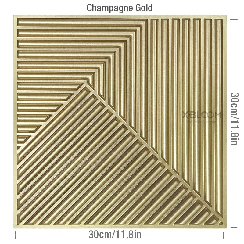 12pcs 30x30cm Champagne Gold color 3D Wall Panel gold luxurious 3D Wall Sticker Wedding party Wood grain Waterproof Wallpaper