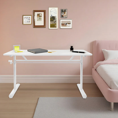 Höhenverstellbarer Schreibtisch, Heimbüro, Schreibtisch, manuell höhenverstellbarer Stehschreibtisch, weiß, 65–90 cm, höhenverstellbar