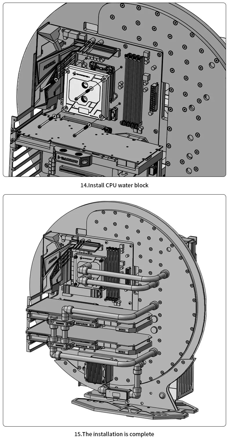Barrowch STAR1 Series Circular Water Cooling Case, Limited Edition Gamer DIY House,PC Computer Open Chassis FBCES-PA