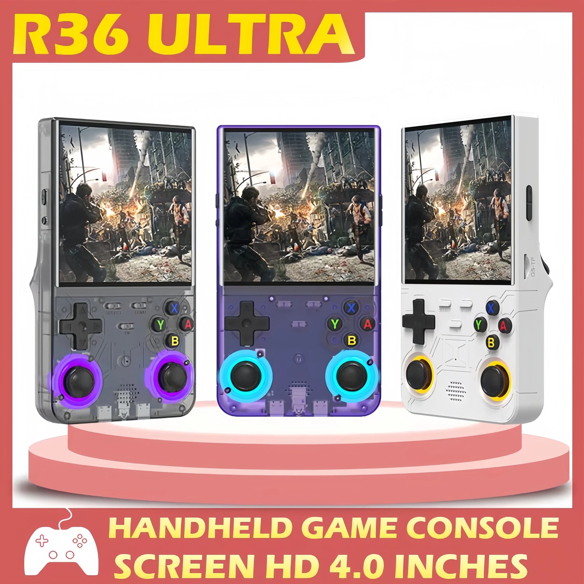 R36 Ultra Handheld Game Player WIFI 4 Inch IPS Screen Open Source Retro Video 64G 128G Memory up to 20000+ Games R36Ultra.