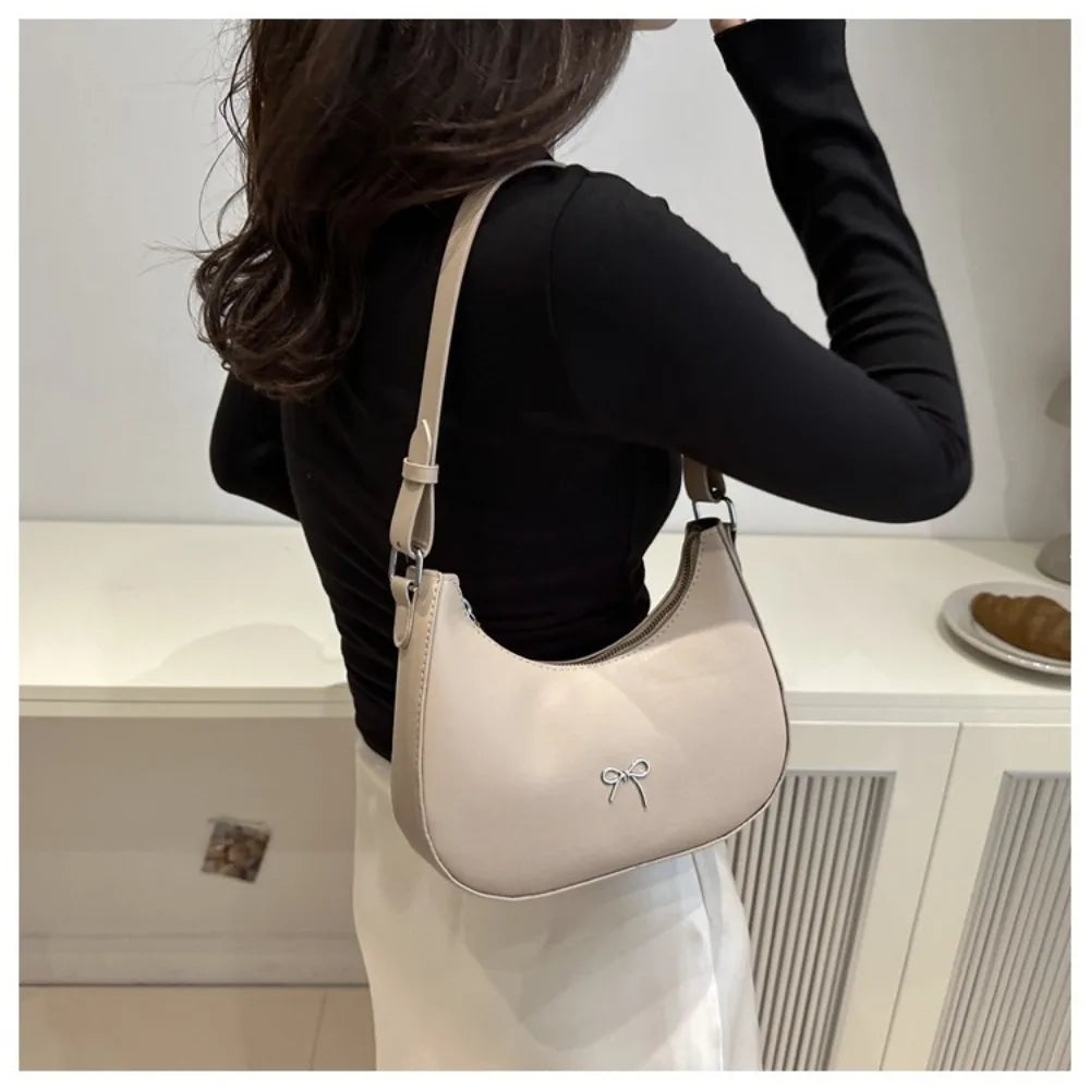 Bowknot Armpit Bag Korean Underarm Bag Luxury PU Leather Y2K Handbag Girls Shoulder Bag.