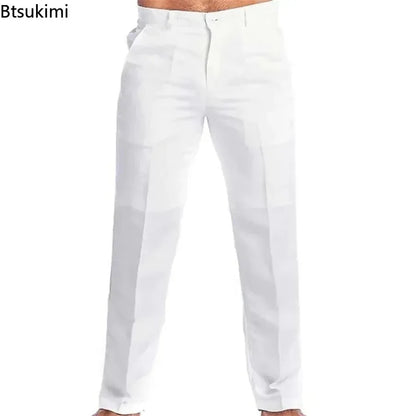 Neue Vintage männer Baumwolle Leinen Hosen Atmungsaktive Komfort Weiche Hosen Mode Lose Gerade Hosen Männer Solide Einfache Casual Hosen.