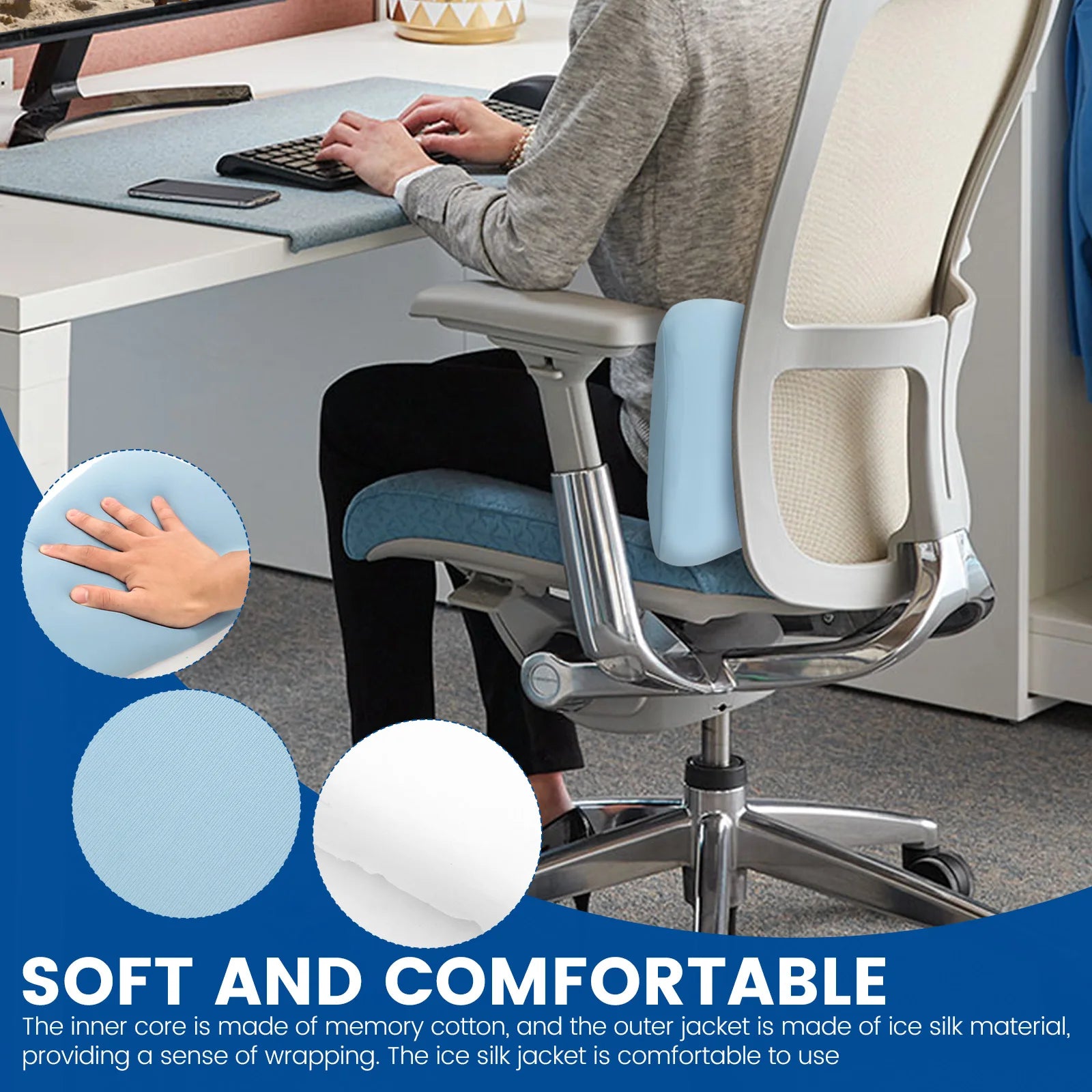 Lumbar Support Pillow for Bed Memory Foam Lumbar Pillow Ergonomic Waist Support Cushion for Car Sofa Office Chair Waist Pillow.