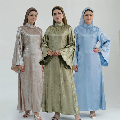 Ramadan Satin Shimmer Abaya Damen Dubai Luxury Islam Muslim Kaftan Dresses Kebaya Abayas For Women Robe Musulmane Femme Vestidos.