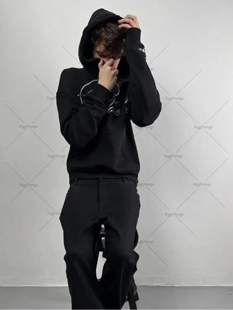 Fashion Casual Letter Print Rcok Oversized Sweatshirt Men Y2K 2025 Retro Harajuku High Street Hip-hop Vintage Loose Hoodie Women.