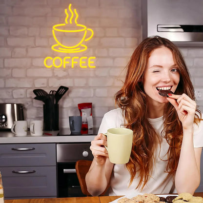 Kaffee-Leuchtreklame, Neon-LED-Schild für Café, Cafeteria, Restaurant, leuchtende Geschäftsschilder, Wanddekorationen für Zuhause, Lichter.