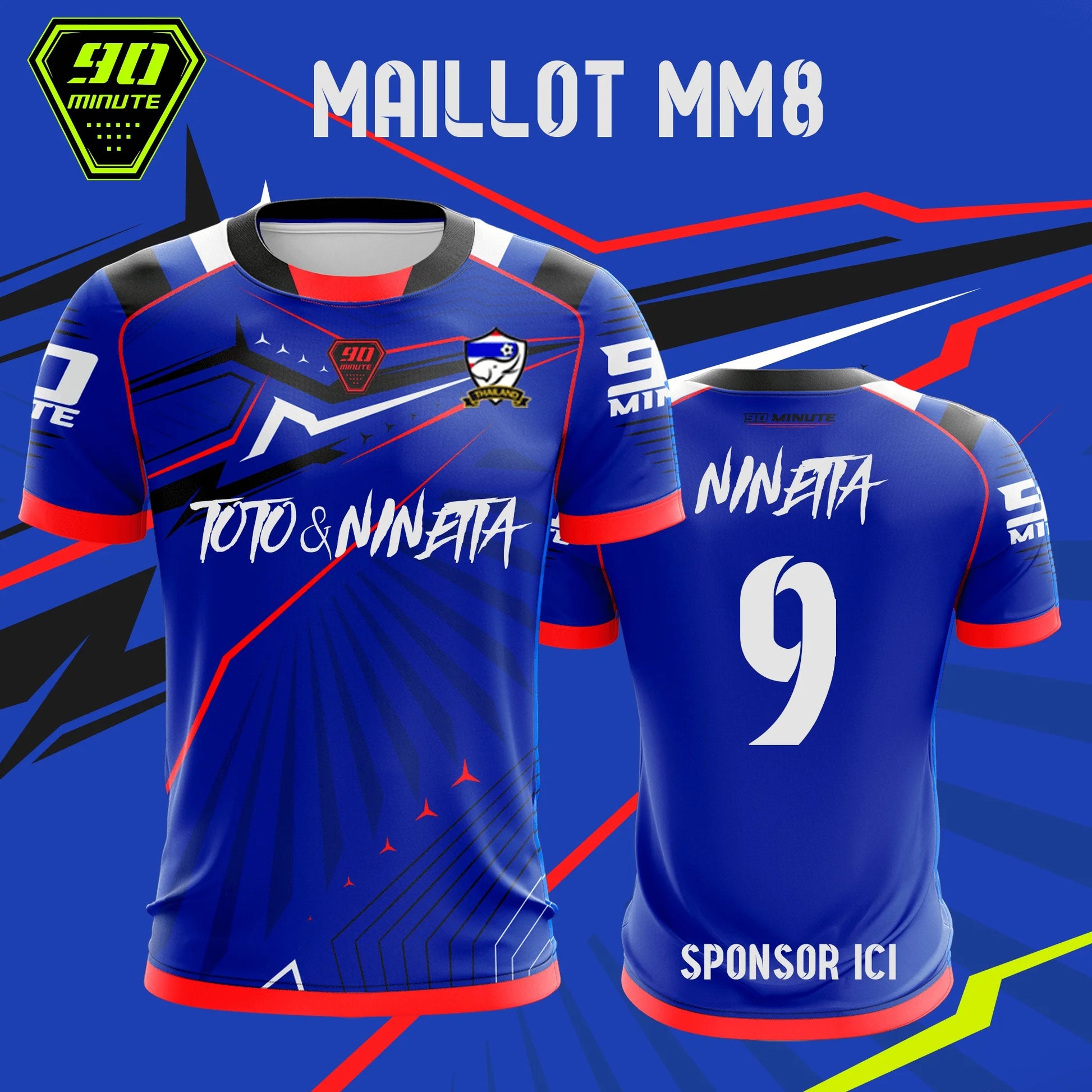 2025 New Summer Men's T-Shirt Maillot 90 Minute Toto & Ninetta Double Side Print Short Sleeve Oversize Breathable Quick Dry Tops.