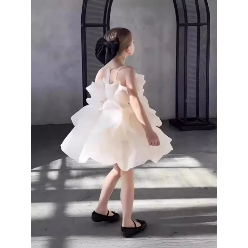 Blumenmädchenkleid für Mädchen, Prinzessinnenkleid zum ersten Geburtstag für Kinder, hochwertiges Host-Klavier-Performance-Kleid für Mädchen, stilvoll.