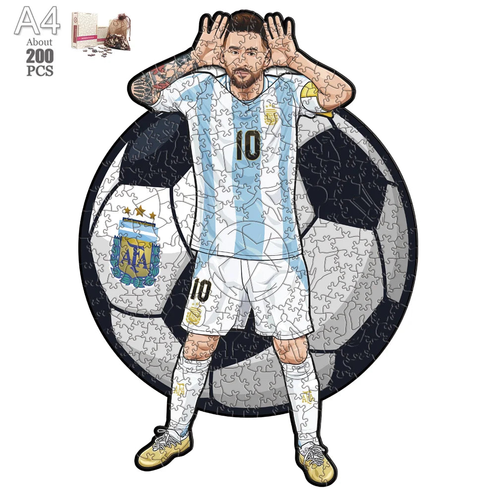 Soccer Player Wooden Puzzle for Football Fan Sports Star Wood Jigsaw Advanced Difficulty A3 A4 Size Puzzles