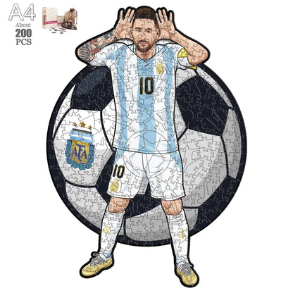 Soccer Player Wooden Puzzle for Football Fan Sports Star Wood Jigsaw Advanced Difficulty A3 A4 Size Puzzles
