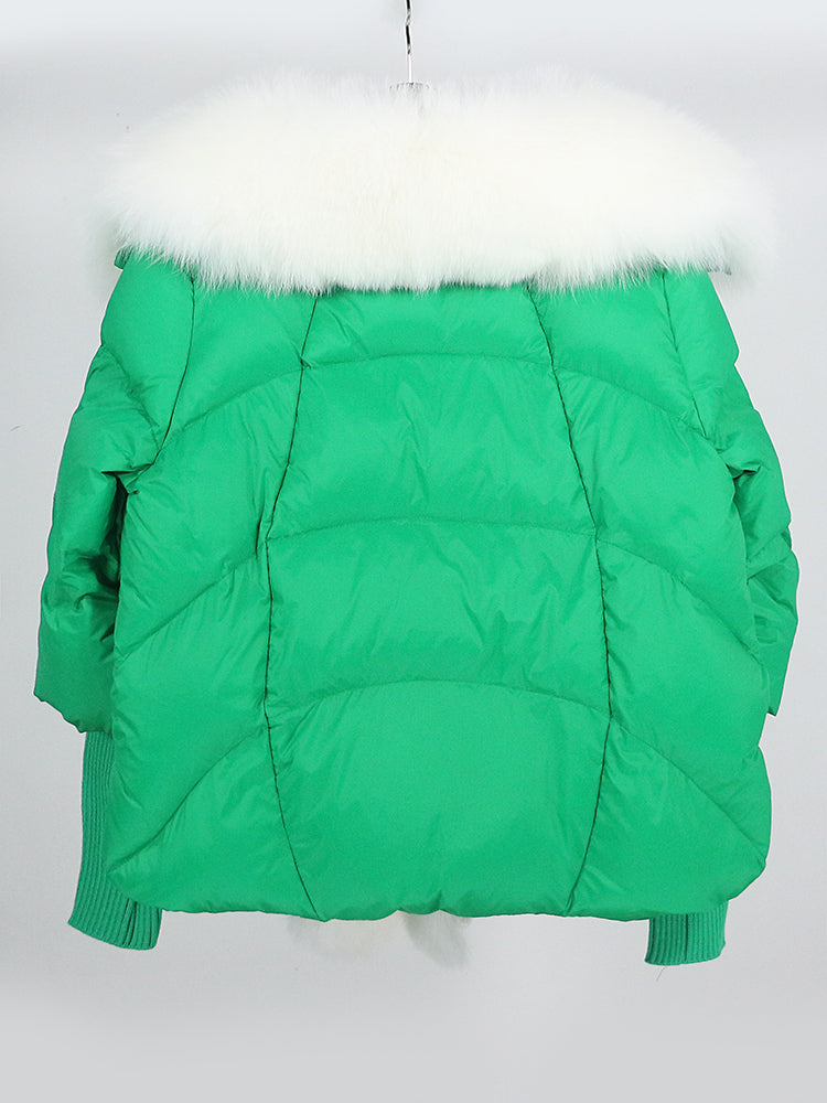 Lose Natürliche Echt Fox Pelz Kragen Mantel Dicke Neue Europäische Mode Weiße Ente Unten Jacke Winter Frauen Warme Luxus Oberbekleidung