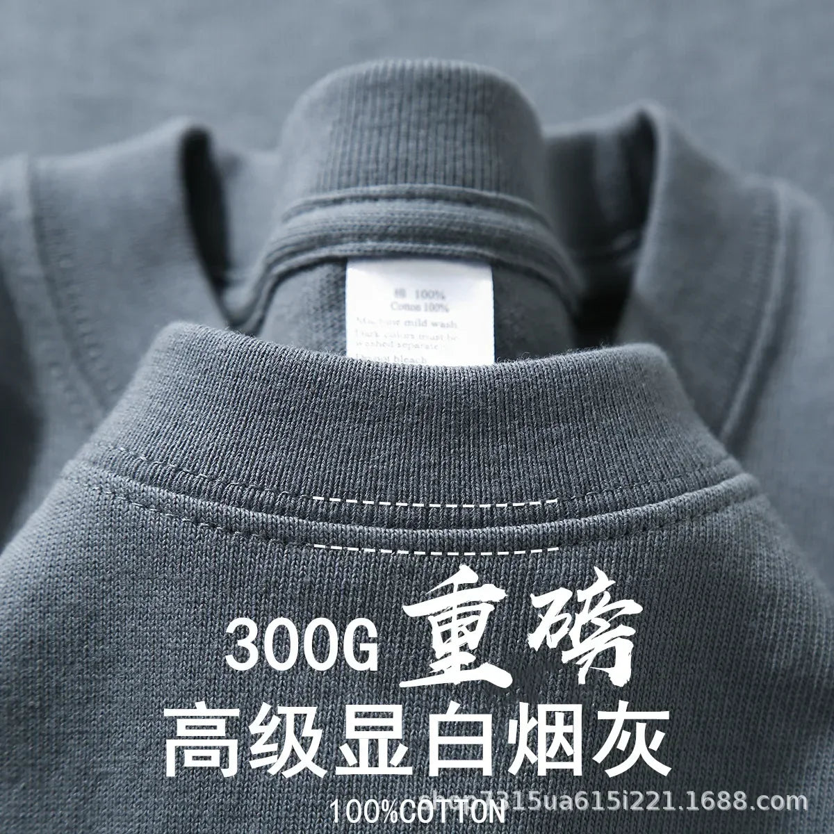 Summer Light Green Heavy Weight 300G Short Sleeved T-shirt Cotton  Men's Loose Casual Base Shirt Korean Tee Women's