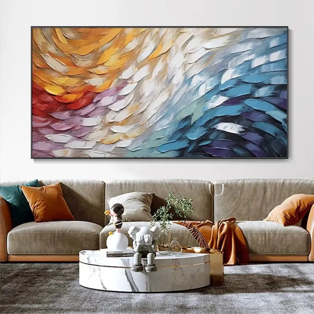 Thick Knife Oil Painting Abstract Hand Drawn Art Oil Painting Canvas Poster  Wall Art Decorative Pictures for Living Room Decor.