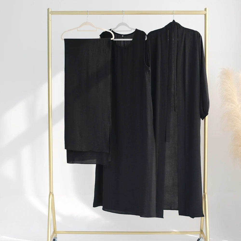 Khaki Long Sleeves Abayas Inner Dress Hijab Sets Elegant Muslim Dresses Islamic Ladies Casual Abaya Gift Party Wholesale RIMAIRE