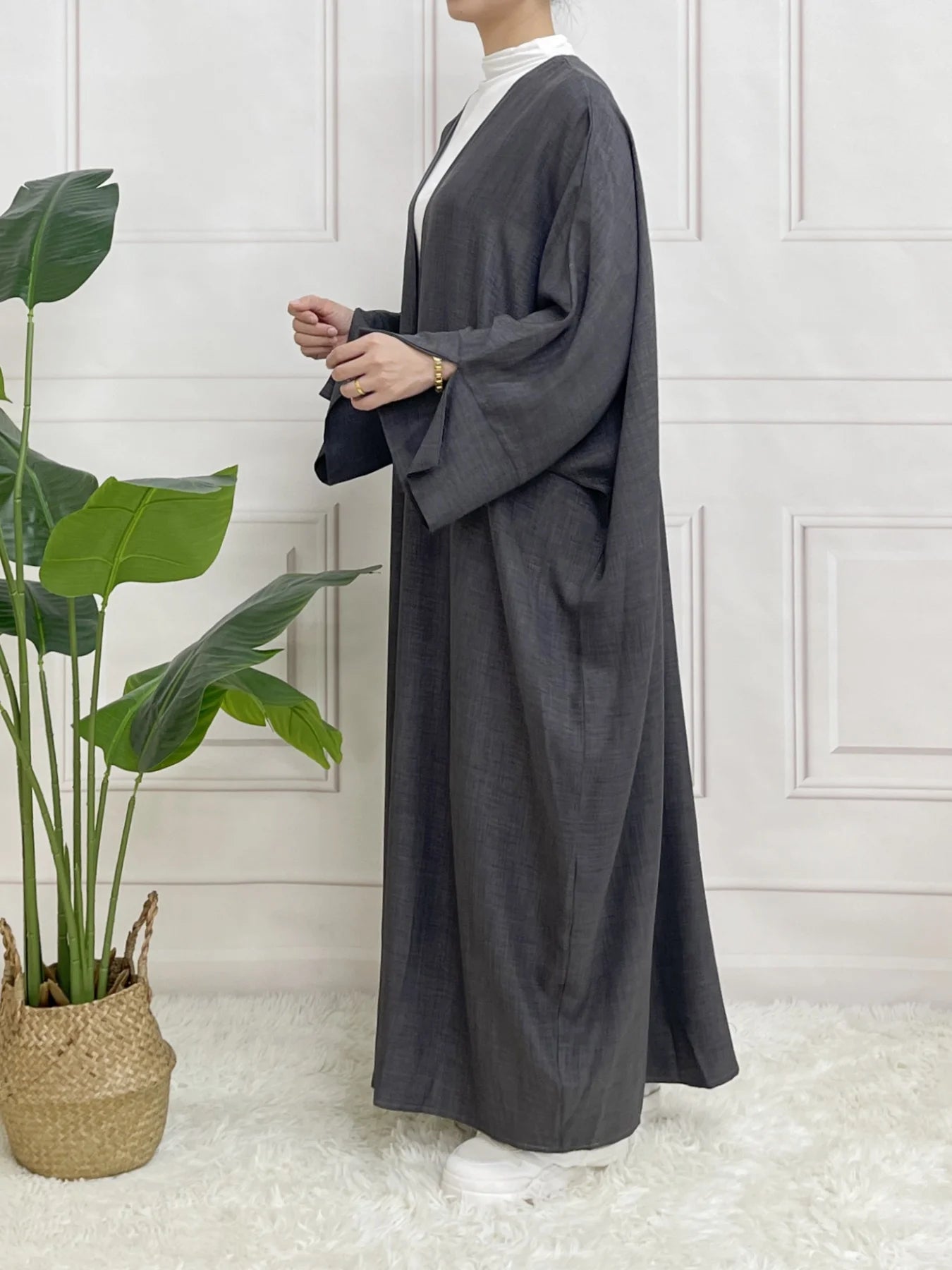 Split Sleeve Open Abaya Kimono Comfort Minimalist Muslim Outfit Islamic Clothing Modest Fashion Without Slip Dress.