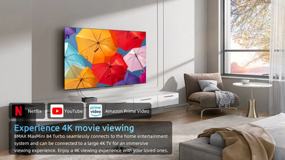 BMAX B4 Turbo Mini PC Windows 11 PC Intel N150 16GB 512GB SSD 2*HDMI 1*Type-C Supports 4K@60Hz 1000MHz Intel Graphics.