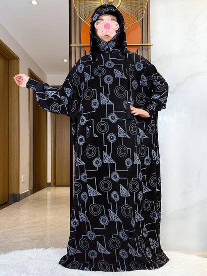 Promotion New Double Hat Women Abaya With Hooded Irregular Pattern Long Abaya Tassel Muslim Saudi Prayer Kaftan Oriental Robes.
