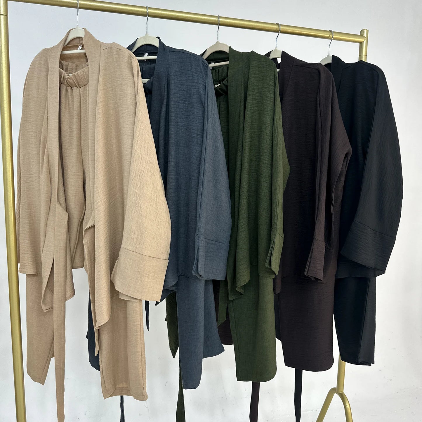 Two Piece Set Women Muslim Blouse Lace Up Wide Leg Pants Suit Eid Ramadan Morocco Dubai Islam Ensemble Arabic Modest Outfits.