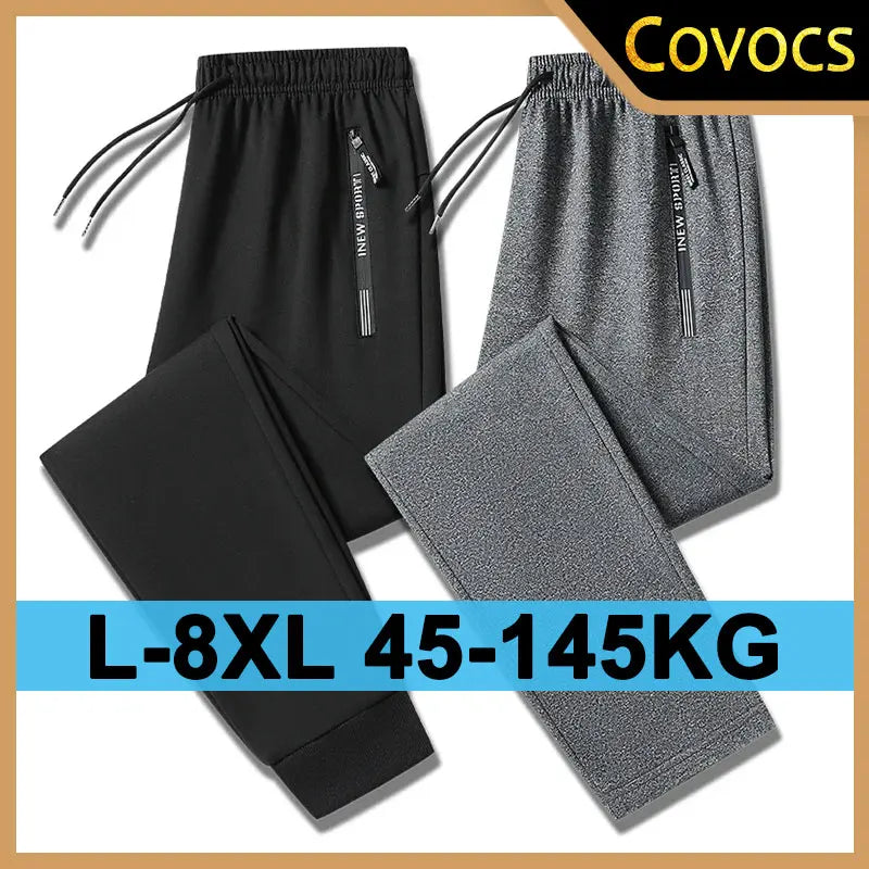 Men's Plus Size M-8XL Casual Loose Sports Pants Straight Leg Harlan Long Trousers Spring Autumn Long Pants Male Clothing 145KG.