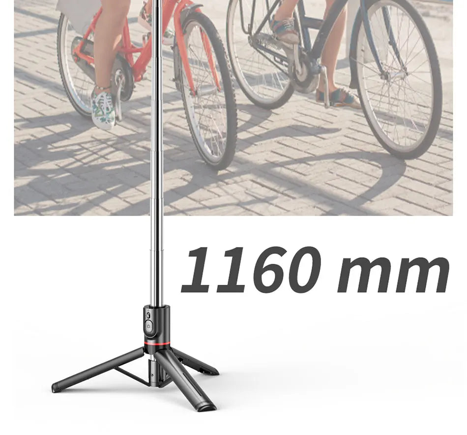 L13D Selfie Stick 1160mm with Wireless Bluetooth Double Fill Light Extended Tripod with Remote Shutter for Android IOS Cellphone.