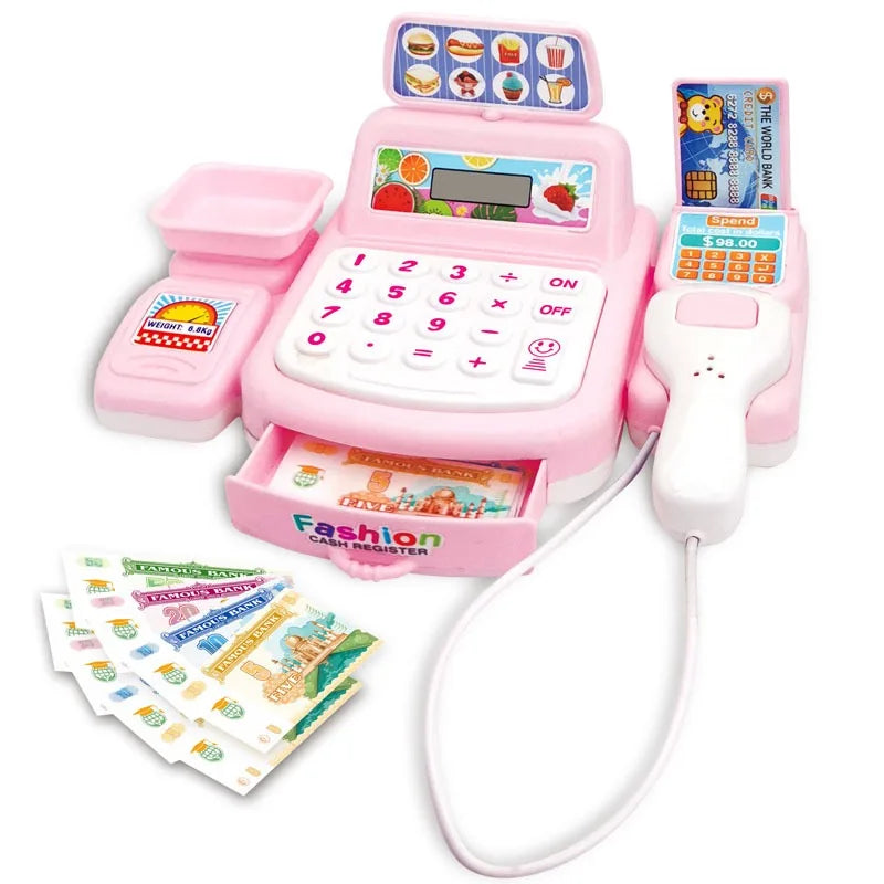 Simulation Shopping Cash House Toys Electronic Game Lighting And Sound Effects Supermarket Cashier Toys.
