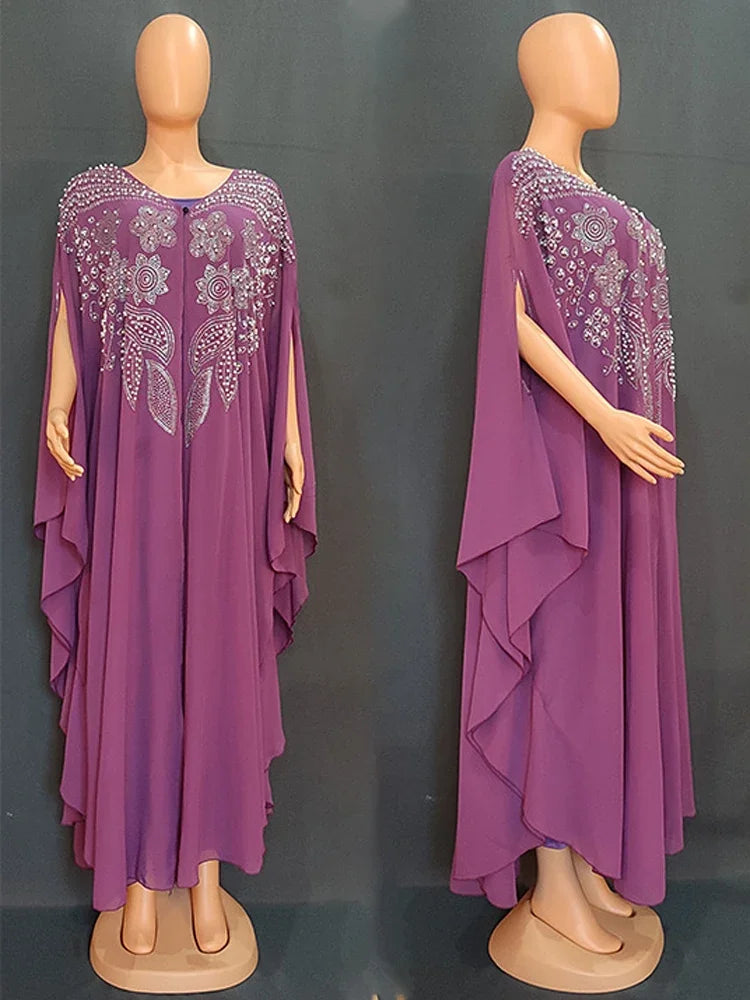 Abayas Für Frauen Dubai Luxus 2024 Chiffon Boubou Muslimischen Mode Kleid Kaftan Marocain Hochzeit Party Anlässe Djellaba Frauen