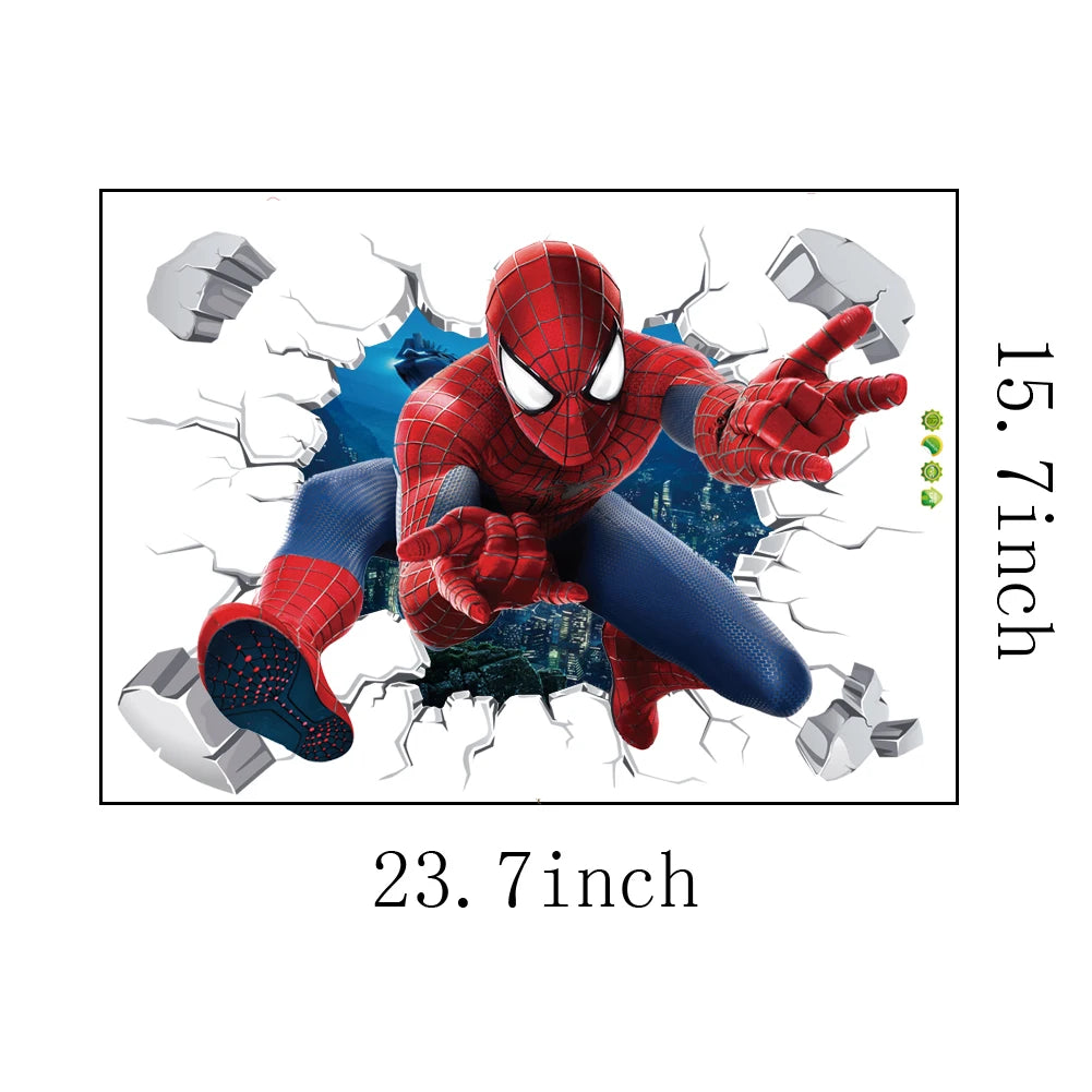 Spiderman Super Captain America Hulk Heroes Wall Stickers For Kids Room Home Bedroom PVC Decor Cartoon Movie Mural Art Decals.