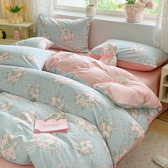 2025 new Cotton Duvet Cover Set with 2 Pillowcases 1 bed sheet - Elegant & Breathable Bedding Set,Fade-Resistant, Multiple Sizes