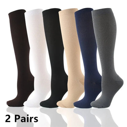 2 Pairs Compression Stockings Blood Circulation Promotion Slimming Sport Nurse Socks Anti Fatigue Comfort Knee High.