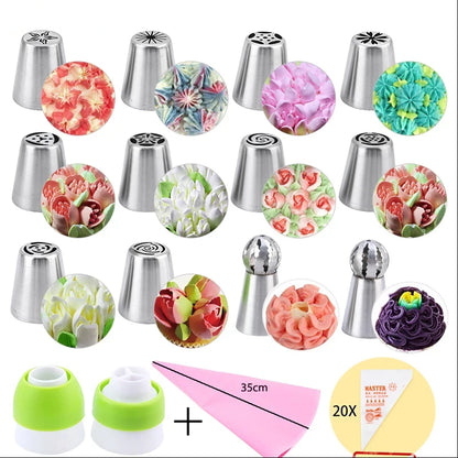 FAIS DU Russian Mounted Mouth Set Stainless Steel Kitchen Baking Supplies Set Cake Decoration Tools Nozzles Pastry Bag Set.