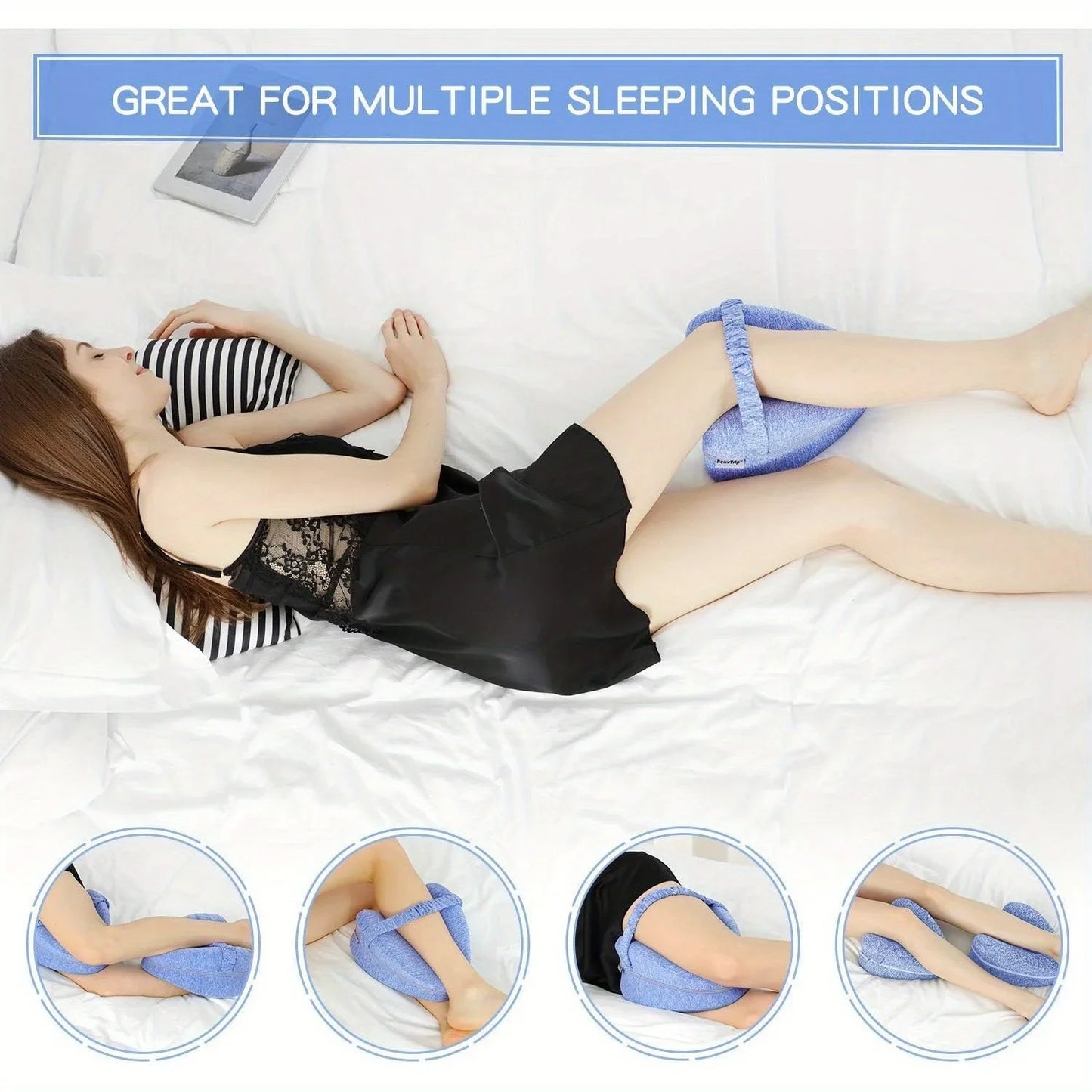 Memory Foam Leg Knee Foam Support Pillow Side Sleeper Sciatica Orthopedic Sciatica Back Hip Relief Pillow For Bed Sofa.