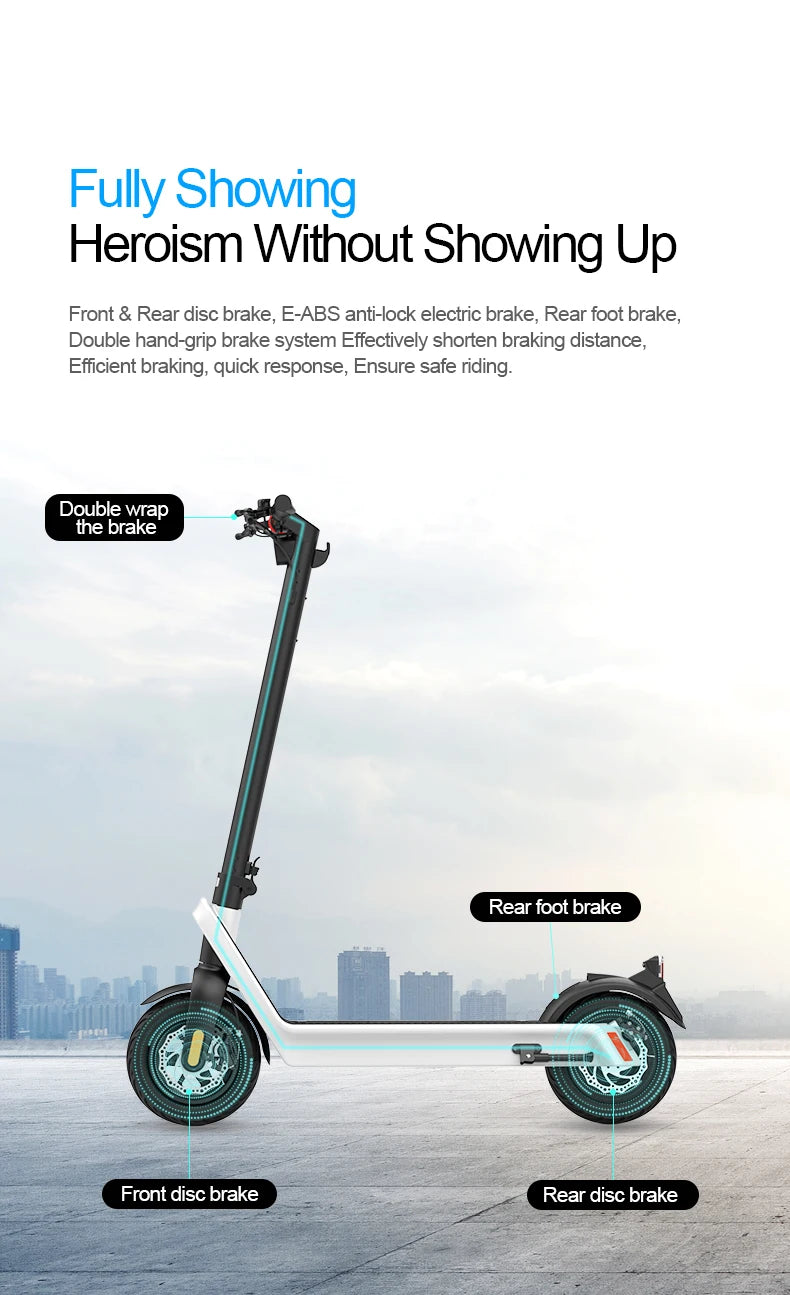 HX X9 plus Folding Electric Scooter 500W 36V15.6Ah 10-inch Tire Lightweight E-Scooter Adult Urban Commuting EScooter.