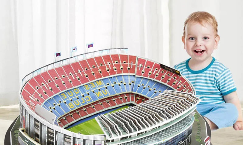 3D Football Stadium Puzzle Paper Model Architecture Kit Adult Kids Craft Building Toy Home Decor Gift Jigsaw Collectible Play.