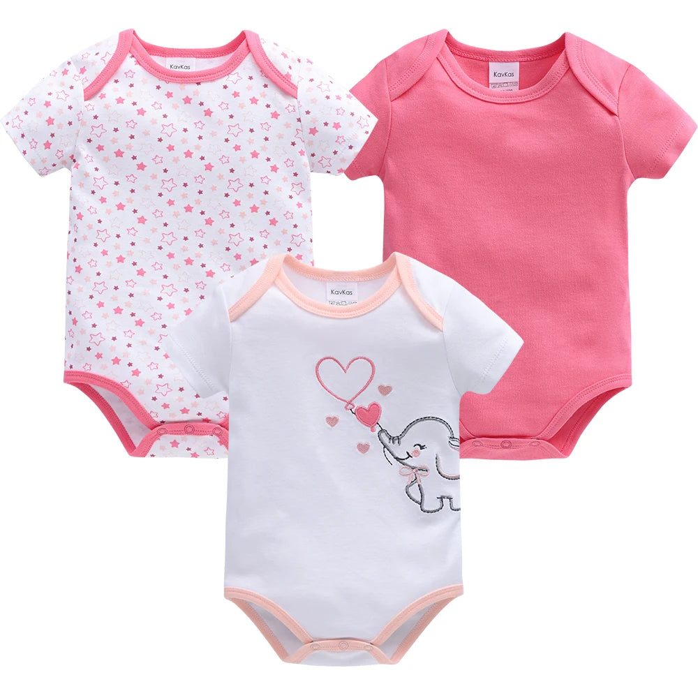 Kavkas 3 Teile/los Baby Body 100% Baumwolle Lion Print 3M 6M 9M 12M Neugeborene Mädchen Kleidung Sommer Körper Kleidung.