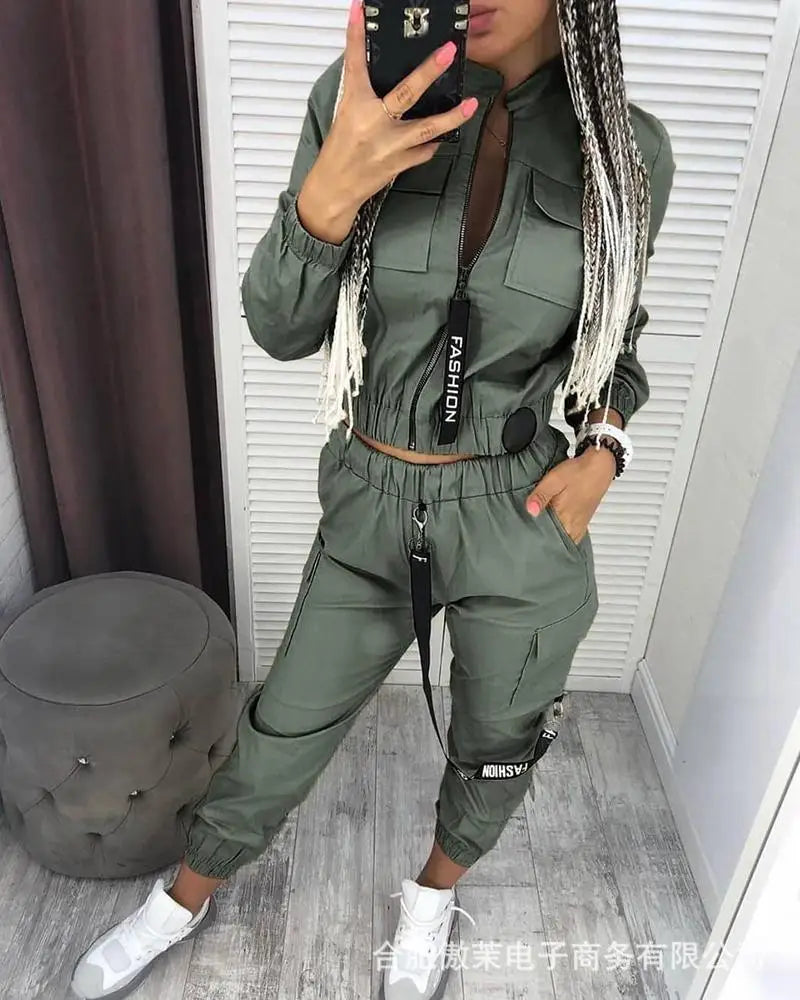 Long Sleeve Zipper Tops Two Pieces Tracksuit Sets Women Joggers Pants Streetwear Track Suit Casual Sport Joggers 2022 New.