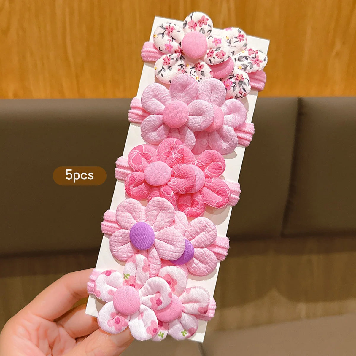 5 Cute Pink Flower Hair Rings Princess Head Flower Hair Accessories Suitable for Daily Use.