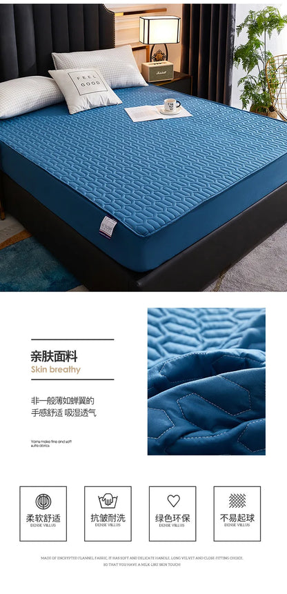 Waterproof Thicken Mattress Cover Quilted Latex Mat Bed Covers Pad Skin-Friendly Fitted Sheet Protector Bedspread150/160/180x200.