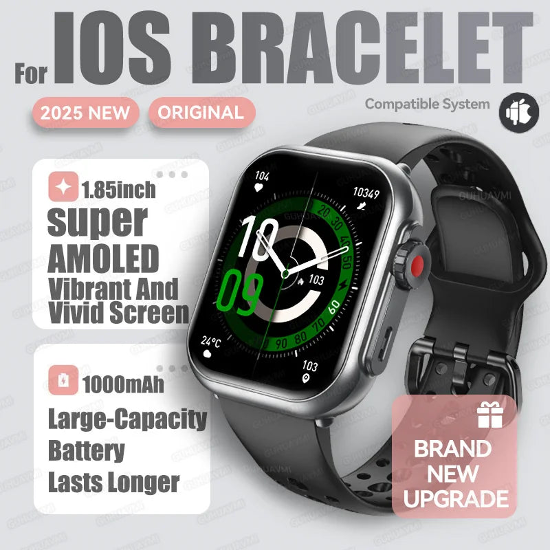 2025 New For Huawei Xiaomi Smart Watch Men Women 1.85-Inch HD AMOLED Full Touch Screen IP68 Waterproof Bluetooth Call SmartWatch