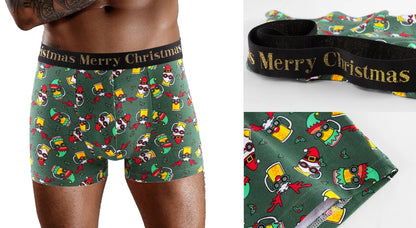 4 stücke Weihnachten Schlüpfer der Männer Baumwolle Shorts Marke Druck Männer Unterhosen Brief Bund Boxer Briefs Sexy Unterwäsche Männer Boxer