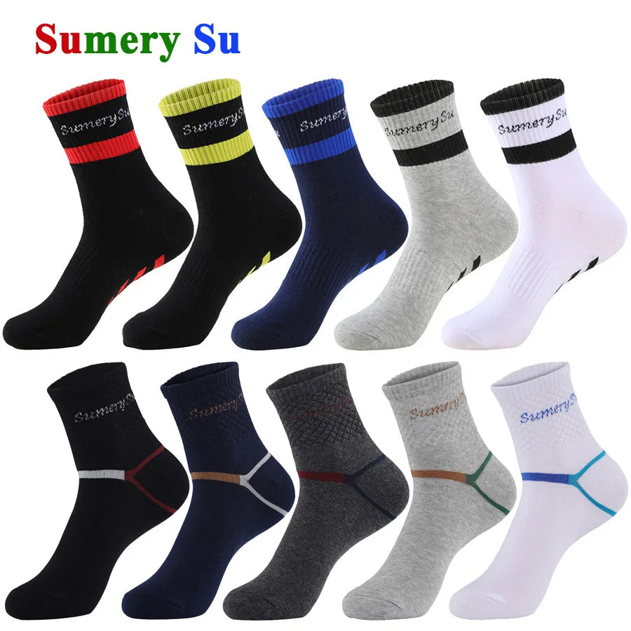 5 Pairs/Lot Running Socks Men Sports High Quality Cotton Colorful Outdoor Cycle Casual Breathable Long Sock Male Gifts 5 Styles.