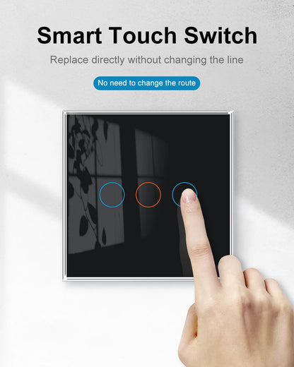 SRAN Smart Switch mit Wandsteckdose 16A EU, Tuya Smart Life Home Touch Sensor WiFi Lichtschalter Weiß.